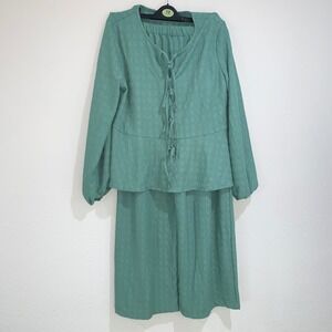 Cupshe green blouse and matching pants set size medium new with tags